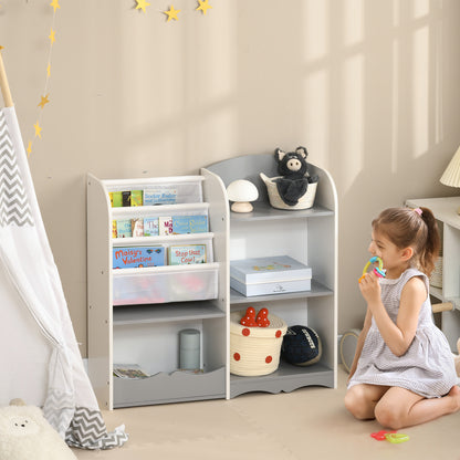 ZONEKIZ Toy Organizer Children's Shelf with Open Shelves for Bedroom Playroom Nursery 85x26x84 cm Gray