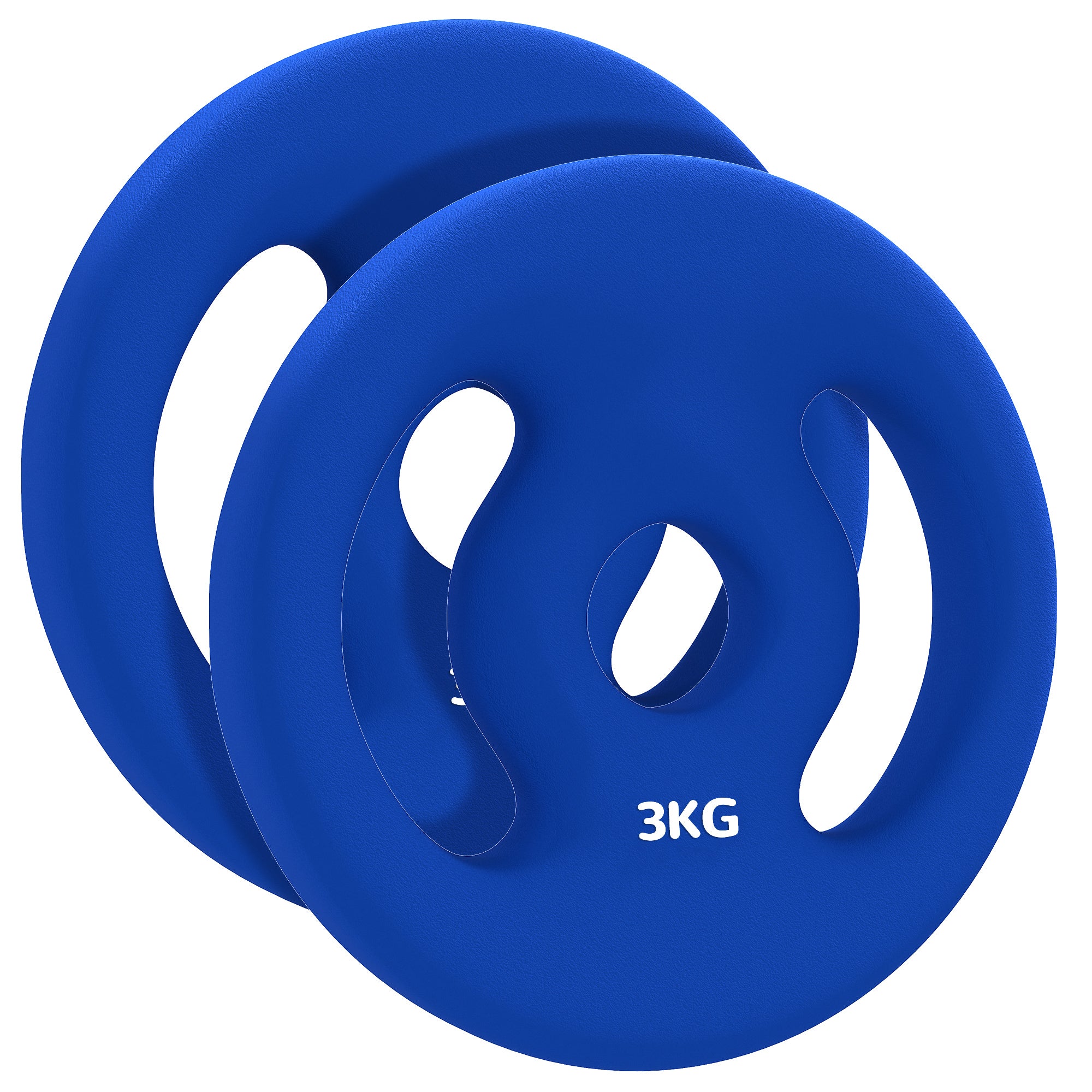 SPORTNOW Set of 2 Weight Plates, 2 x 3 kg, for Ø 2.5 cm Bars, with Easy-Grip Handles, for Home Gym, Weightlifting, Metal, Blue