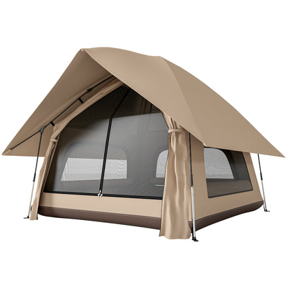 Pop-Up Camping Tent for 2–3 People, Portable Foldable Dome, 3000 mm Waterproof, 3 Mesh Windows, Integrated Floor & Carry Bag, 235 x 235 x 184 cm (Khaki)