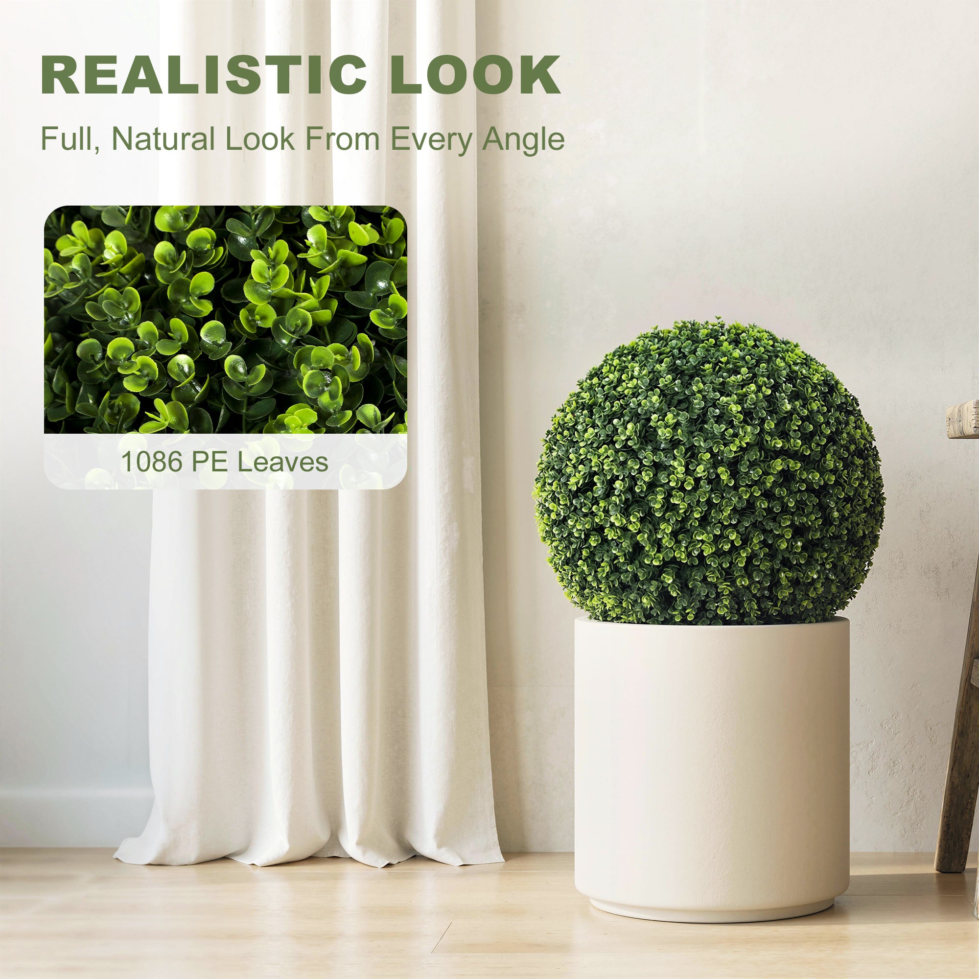 2-Pack Artificial Eucalyptus Topiary Balls Ø52 cm (20.5 in) – UV-Resistant Realistic Faux Plants for Home, Office, Garden, Patio – Decorative Gift