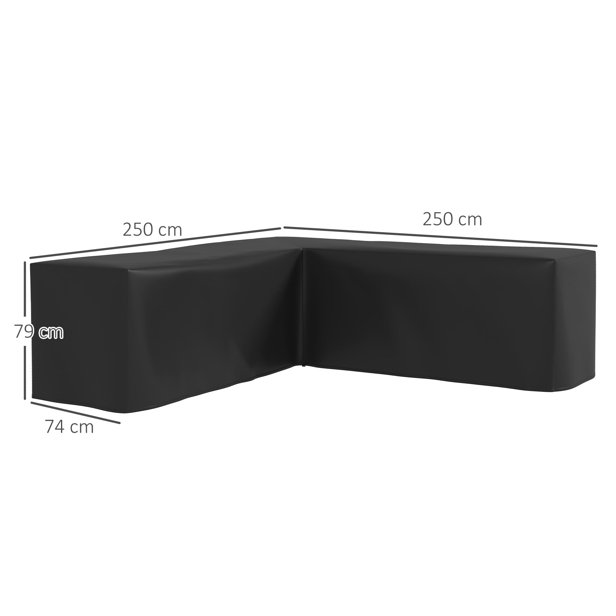 Waterproof Protective Cover Corner Garden Sofa 420D Oxford Fabric Outdoor Waterproof UV-resistant Cover 250W x 250D x 79H cm, Black