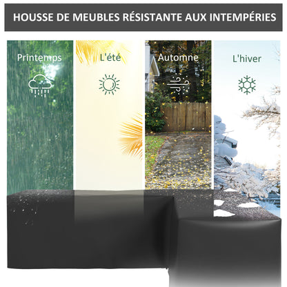 Waterproof Protective Cover Corner Garden Sofa 420D Oxford Fabric Outdoor Waterproof UV-resistant Cover 250W x 250D x 79H cm, Black