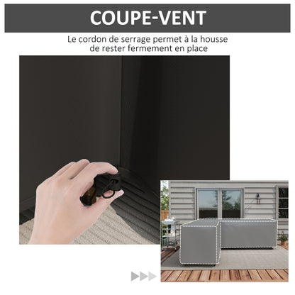 Waterproof Protective Cover Corner Garden Sofa 420D Oxford Fabric Outdoor Waterproof UV-resistant Cover 250W x 250D x 79H cm, Black