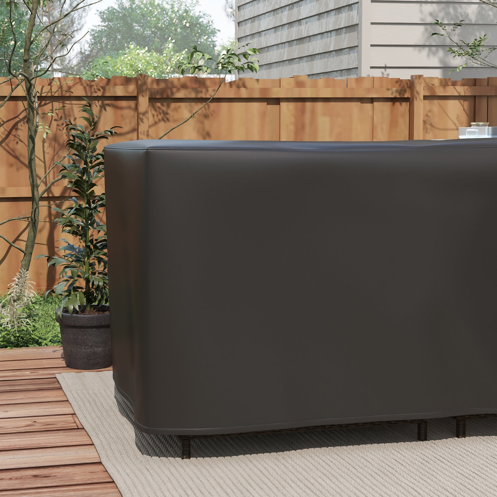 Waterproof Protective Cover Corner Garden Sofa 420D Oxford Fabric Outdoor Waterproof UV-resistant Cover 250W x 250D x 79H cm, Black