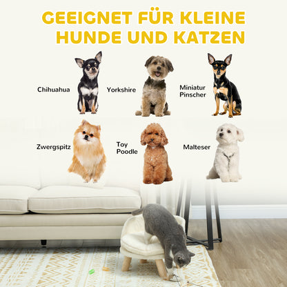 Dog Sofa Dog Couch with Cushion, Wooden Legs, Washable Pet Bed Elevated Pet Sofa Cat Sofa for Small Dogs, 40.5 x 40.5 x 33 cm Cream White