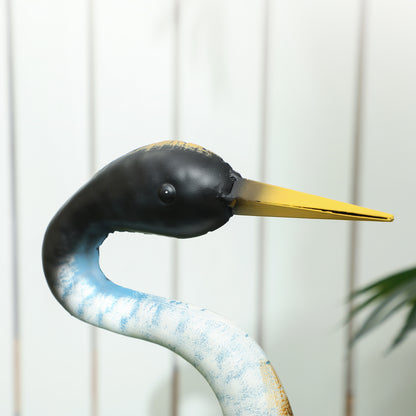 Garden Figurine, Heron Sculpture Made of Metal, Outdoor Garden Decoration 63 cm, for Pond, Patio, Terrace, Lawn, multicolor