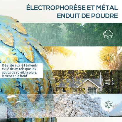 Garden Figurine, Heron Sculpture Made of Metal, Outdoor Garden Decoration 63 cm, for Pond, Patio, Terrace, Lawn, multicolor