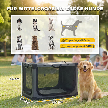 Foldable Soft Pet Crate with Cushion, Removable Washable Cover, Breathable 600D Oxford Fabric Carrier for Cats & Dogs up to 84 lb — Army Green