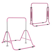 Folding Pull-Up Bar for Kids 3-8 Years, Gymnastics Bar with 5 Adjustable Heights and Steel Structure, 154x106.2x88.5-128.5cm, Pink
