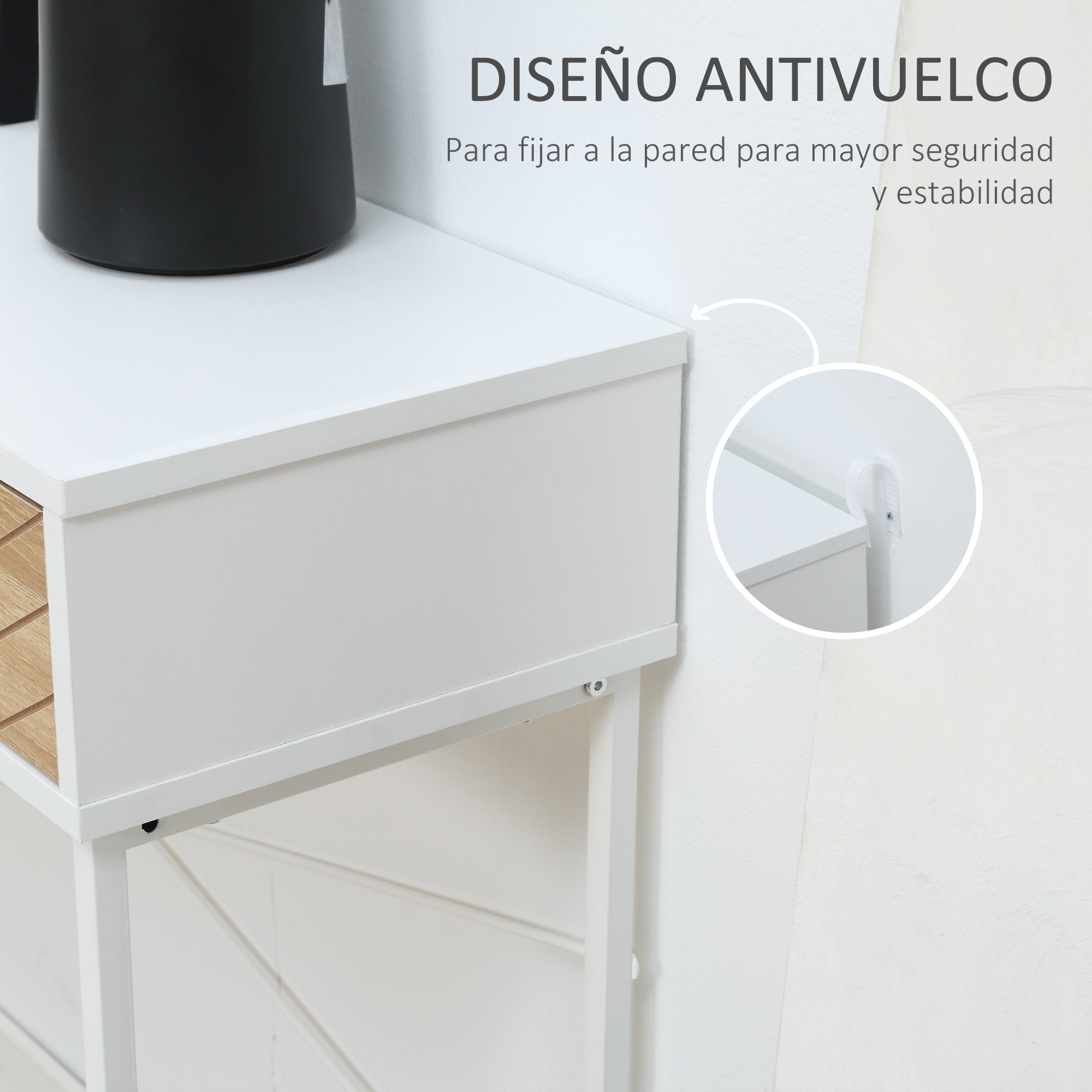 Narrow Console Table Entryway Table with 2 Drawers Carved Line Design Modern Style for Hallway Entryway Living Room Bedroom 100x30x75 cm White and Oak