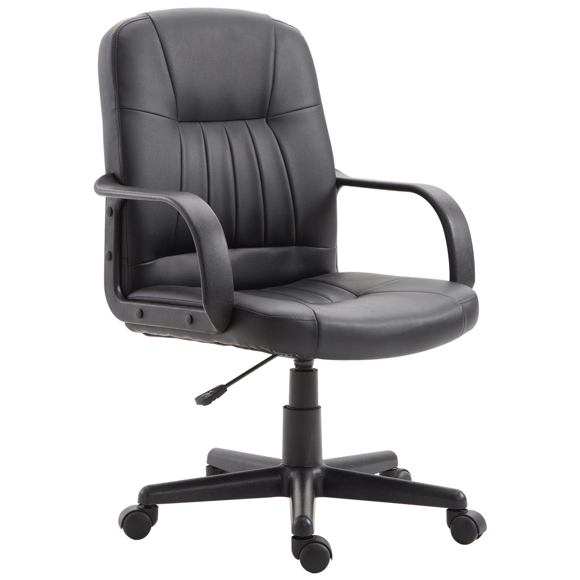 Ergonomic and Swivel Office Chair, Office Armchair with Adjustable Height in Faux Leather 60x60x94-103cm Black