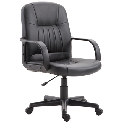 Ergonomic and Swivel Office Chair, Office Armchair with Adjustable Height in Faux Leather 60x60x94-103cm Black