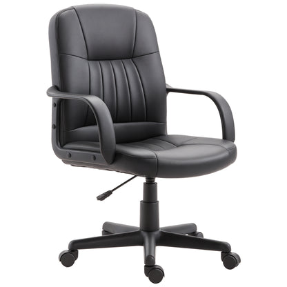 Ergonomic and Swivel Office Chair, Office Armchair with Adjustable Height in Faux Leather 60x60x94-103cm Black