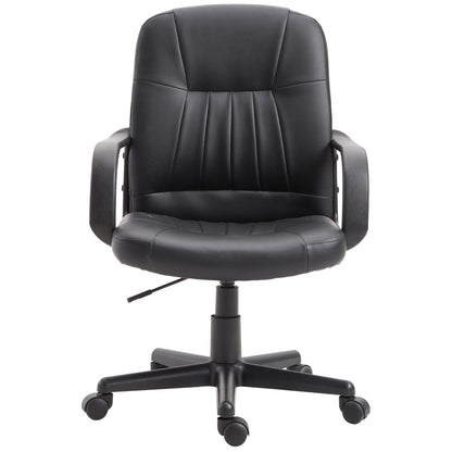 Ergonomic and Swivel Office Chair, Office Armchair with Adjustable Height in Faux Leather 60x60x94-103cm Black