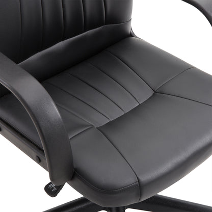 Ergonomic and Swivel Office Chair, Office Armchair with Adjustable Height in Faux Leather 60x60x94-103cm Black