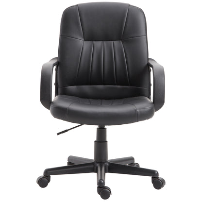 Ergonomic and Swivel Office Chair, Office Armchair with Adjustable Height in Faux Leather 60x60x94-103cm Black