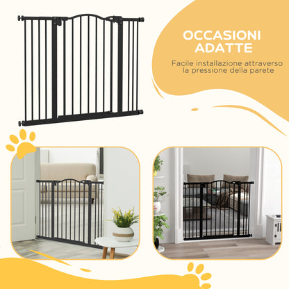78 cm Indoor Dog Gate, Safety Dog Gate, Extendable Dog Barrier Gate 74-100 cm with Double Lock and Auto Close for Stairs and Door, Black