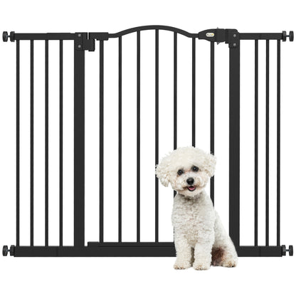 78 cm Indoor Dog Gate, Safety Dog Gate, Extendable Dog Barrier Gate 74-100 cm with Double Lock and Auto Close for Stairs and Door, Black