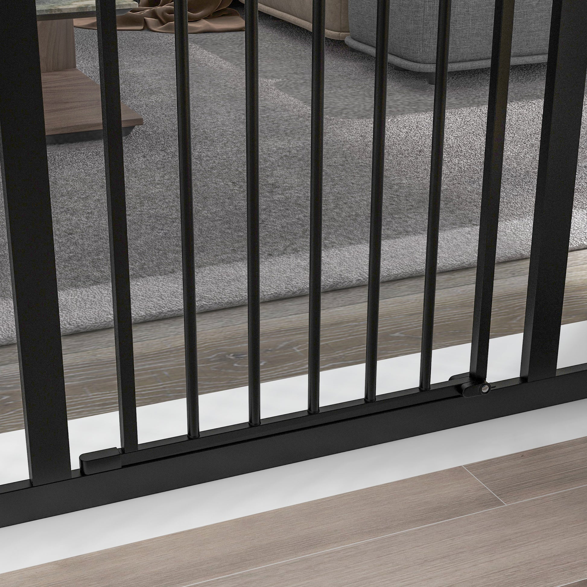 78 cm Indoor Dog Gate, Safety Dog Gate, Extendable Dog Barrier Gate 74-100 cm with Double Lock and Auto Close for Stairs and Door, Black