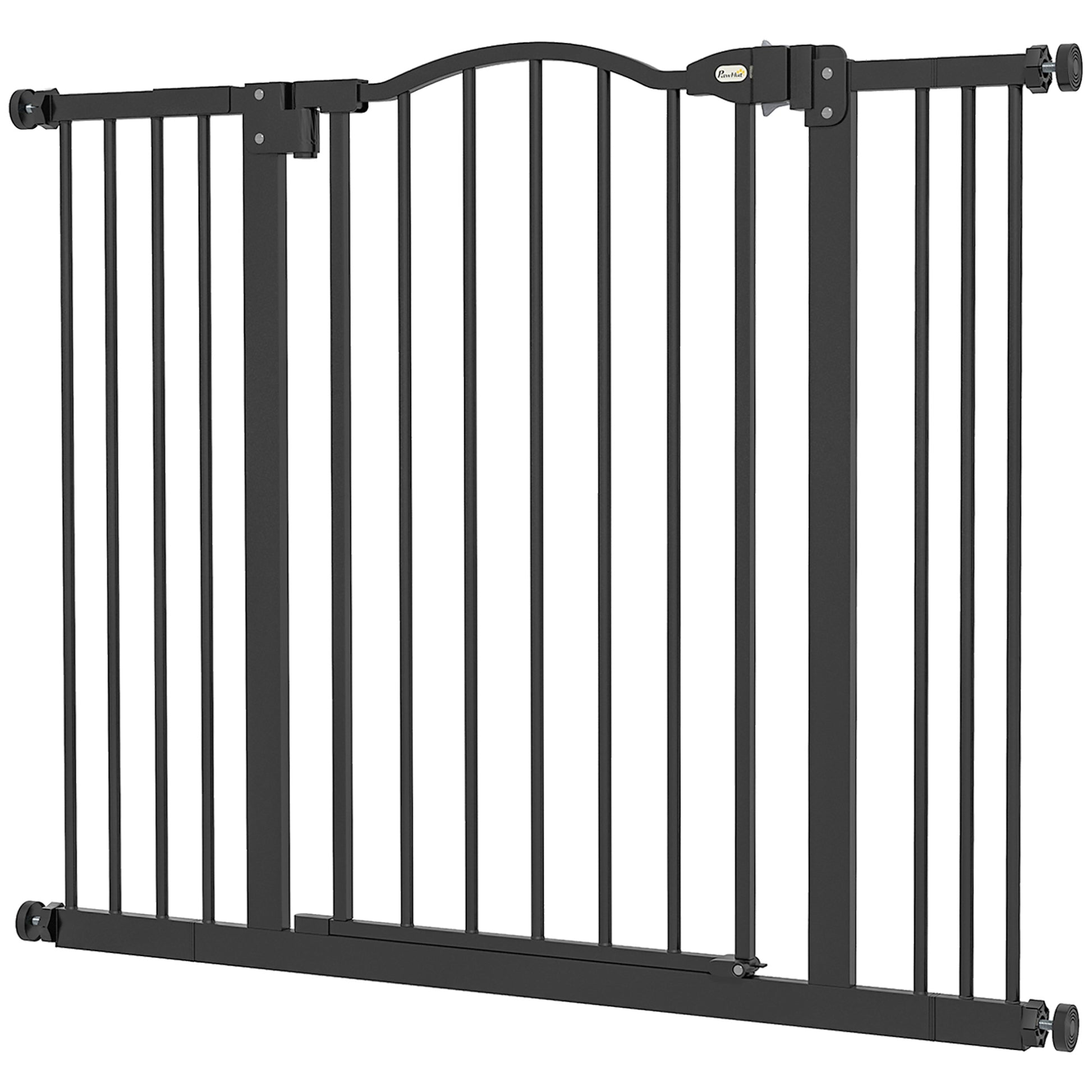 78 cm Indoor Dog Gate, Safety Dog Gate, Extendable Dog Barrier Gate 74-100 cm with Double Lock and Auto Close for Stairs and Door, Black