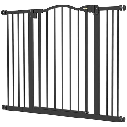 78 cm Indoor Dog Gate, Safety Dog Gate, Extendable Dog Barrier Gate 74-100 cm with Double Lock and Auto Close for Stairs and Door, Black