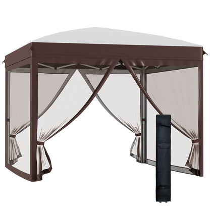 Pop-up Folding Garden Gazebo 3x3m with Mosquito Net and Wheels Carry Bag, UV50+, Cream Color