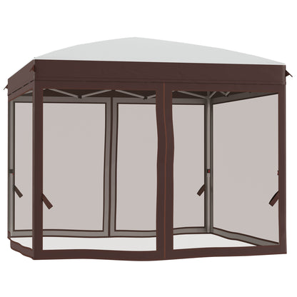 Pop-up Folding Garden Gazebo 3x3m with Mosquito Net and Wheels Carry Bag, UV50+, Cream Color