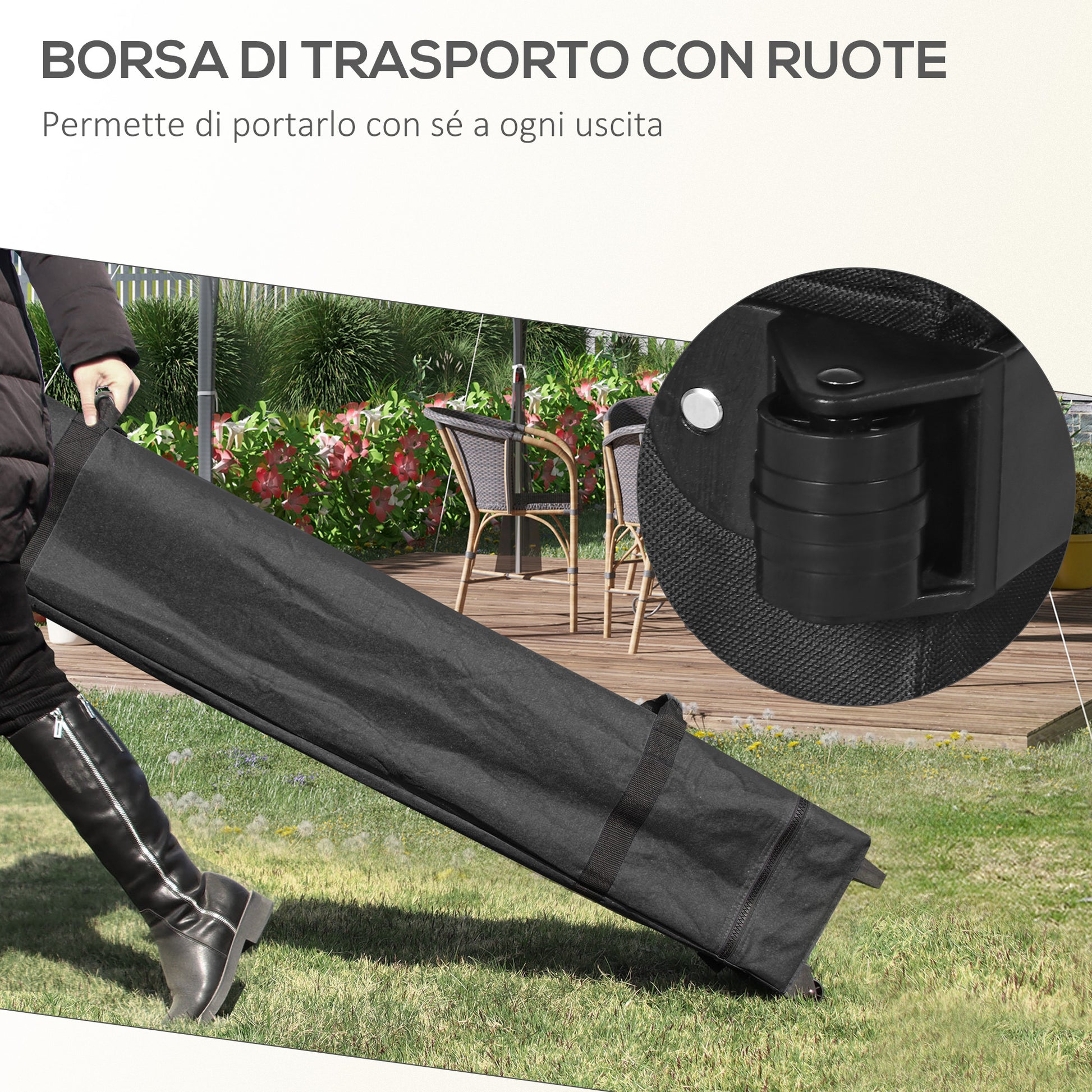 Pop-up Folding Garden Gazebo 3x3m with Mosquito Net and Wheels Carry Bag, UV50+, Cream Color