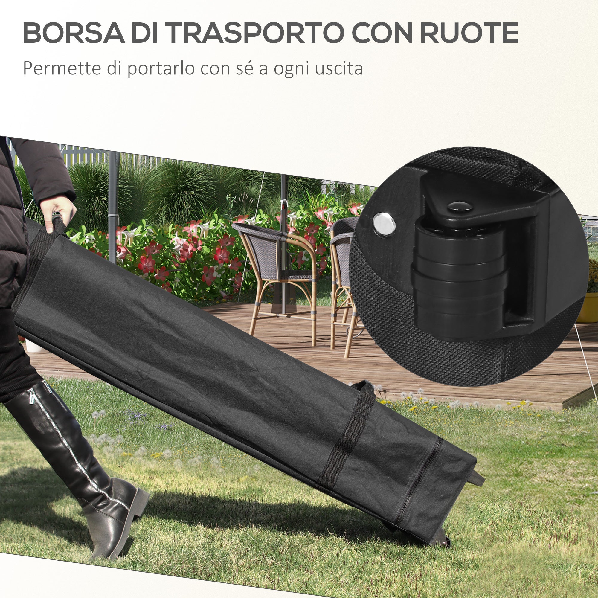 Pop-up Folding Garden Gazebo 3x3m with Mosquito Net and Wheels Carry Bag, UV50+, Cream Color