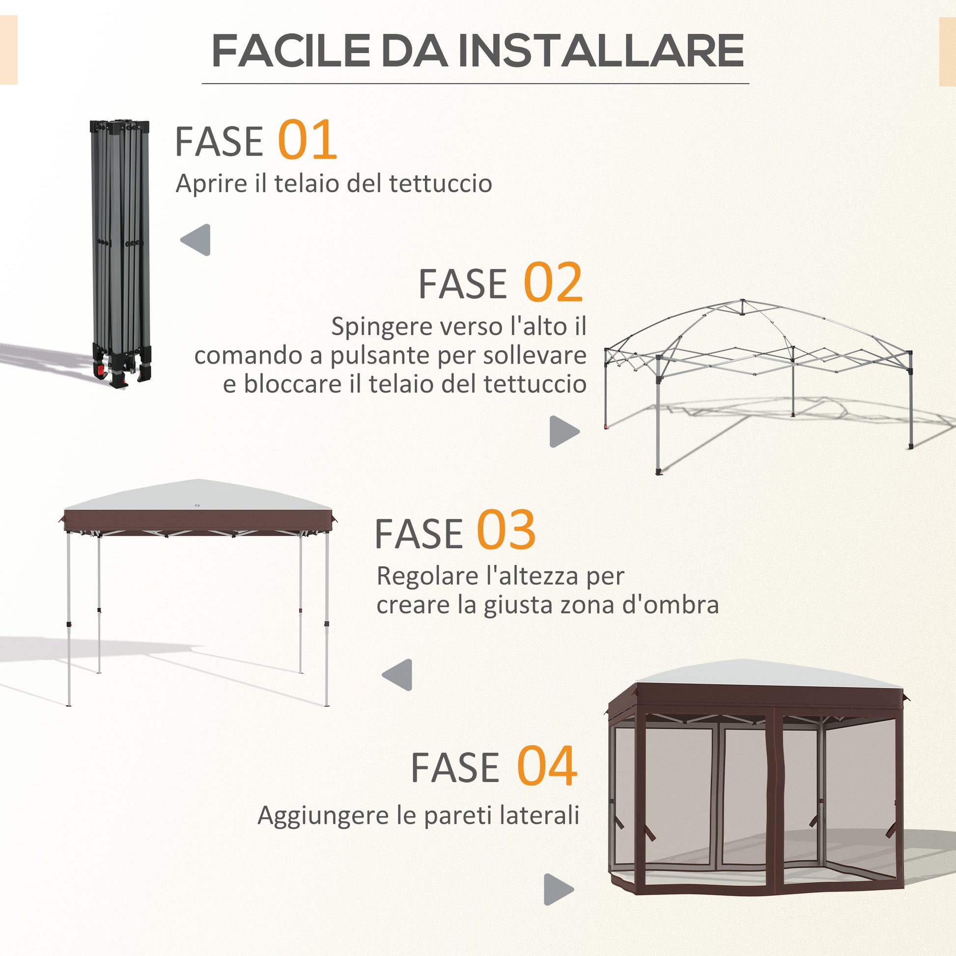 Pop-up Folding Garden Gazebo 3x3m with Mosquito Net and Wheels Carry Bag, UV50+, Cream Color