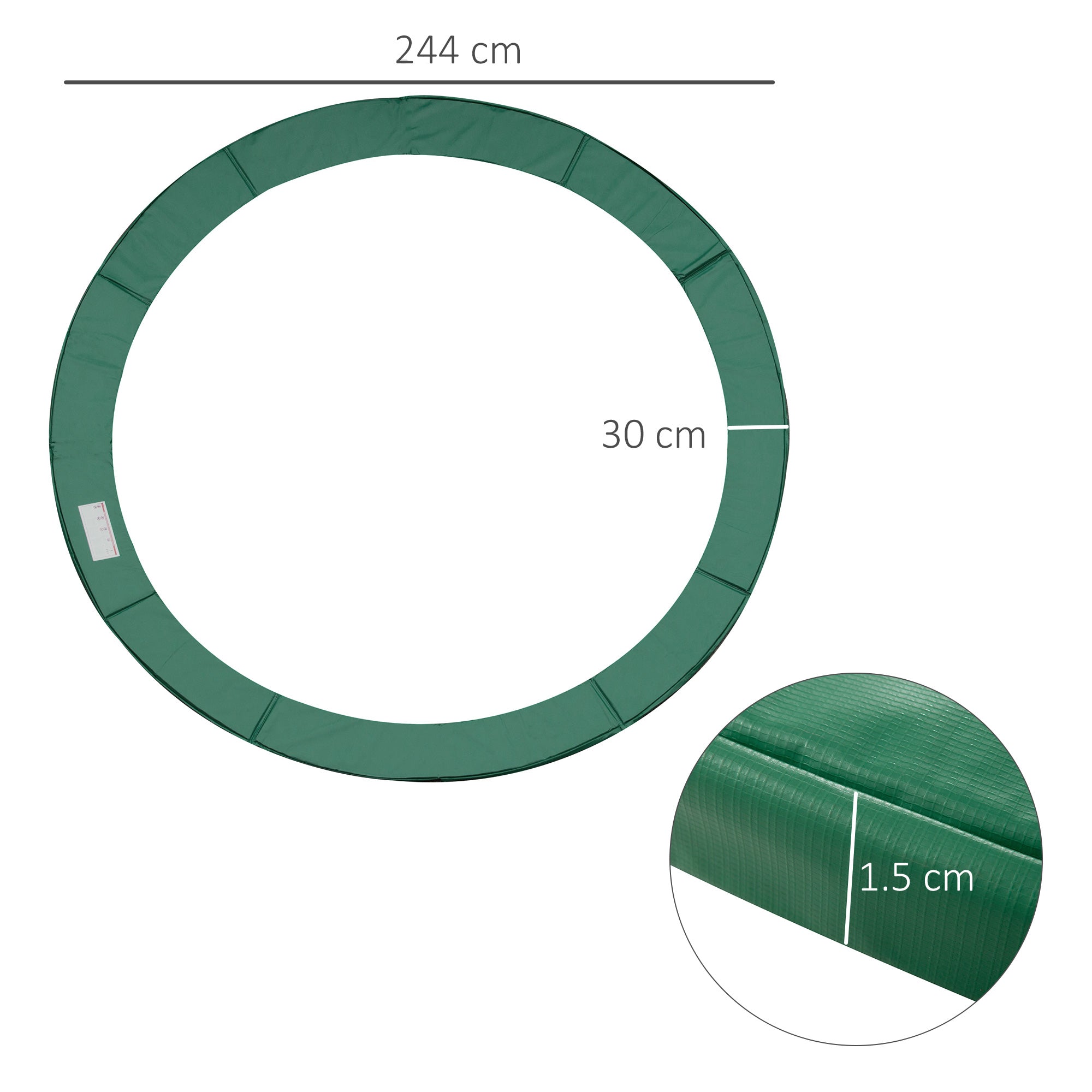 Trampoline Edge Cover Safety Net Weatherproof Tarpaulin Ladder Edge Cover: Ø 244cm Green