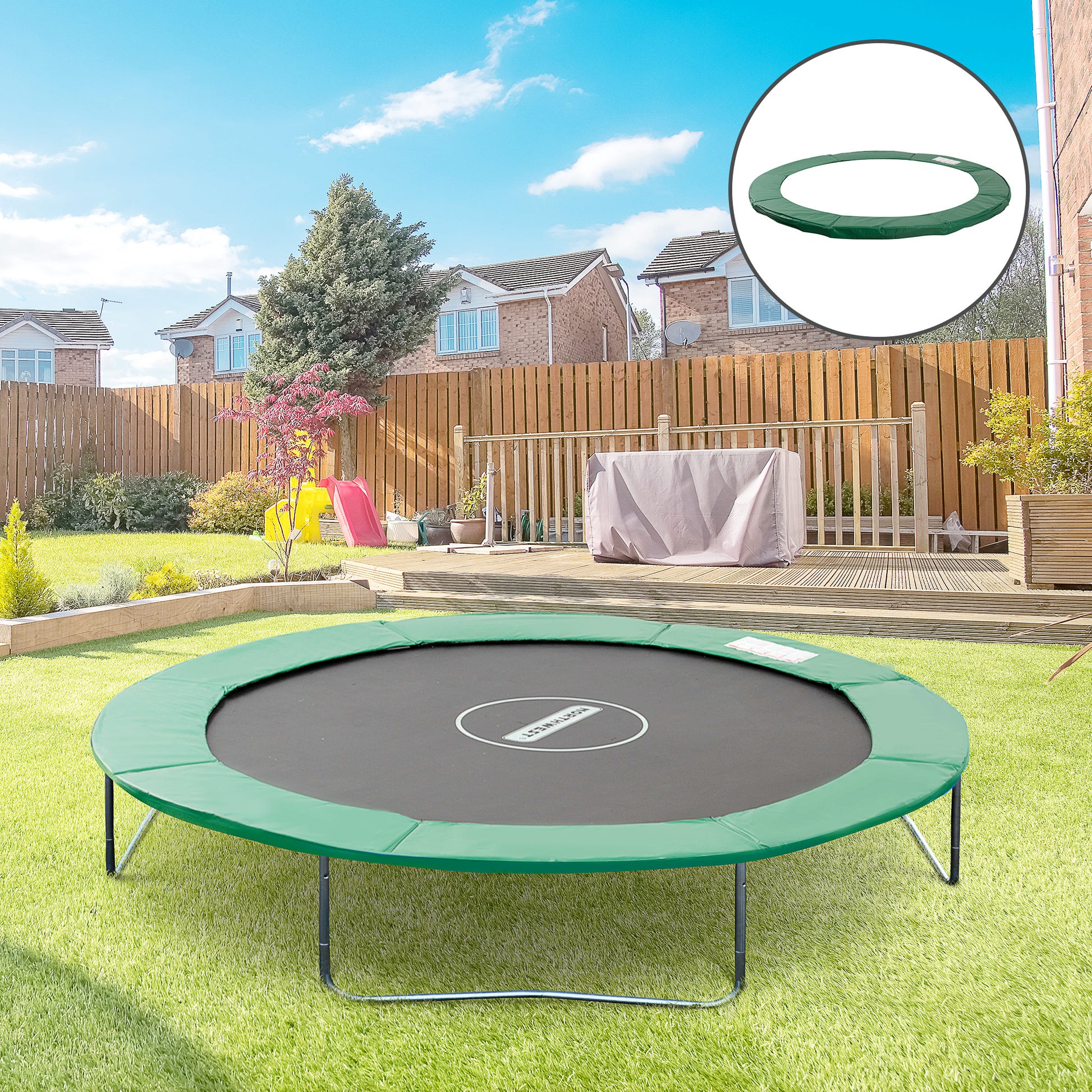 Trampoline Edge Cover Safety Net Weatherproof Tarpaulin Ladder Edge Cover: Ø 244cm Green
