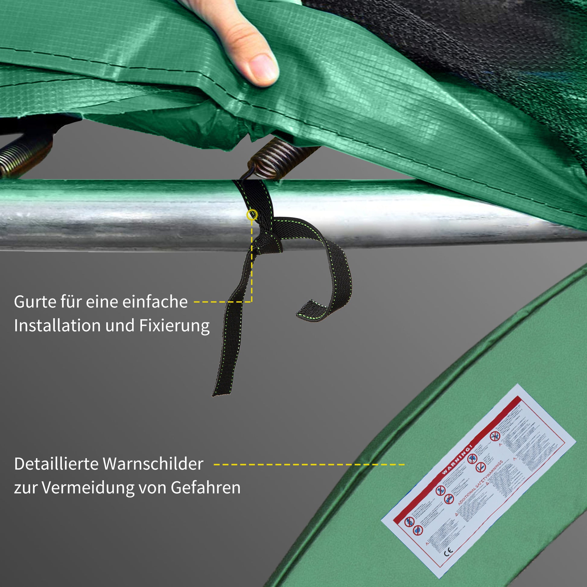 Trampoline Edge Cover Safety Net Weatherproof Tarpaulin Ladder Edge Cover: Ø 244cm Green
