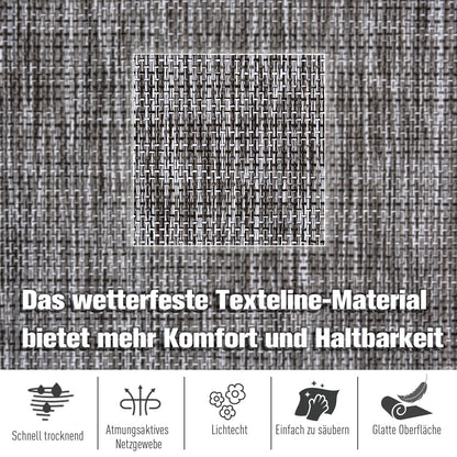 Rocking Chair with Adjustable Backrest and Footrest, Rocking Lounger with Headrest, Garden Recliner, Swing Lounger, Texteline, Gray, 64 x 94 x 108 cm