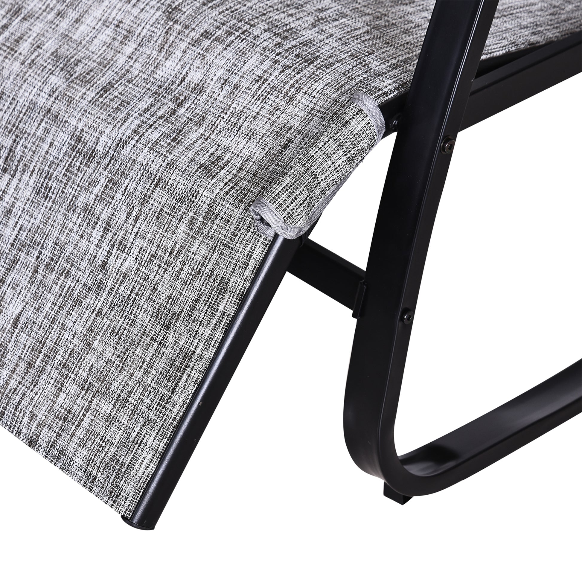 Rocking Chair with Adjustable Backrest and Footrest, Rocking Lounger with Headrest, Garden Recliner, Swing Lounger, Texteline, Gray, 64 x 94 x 108 cm