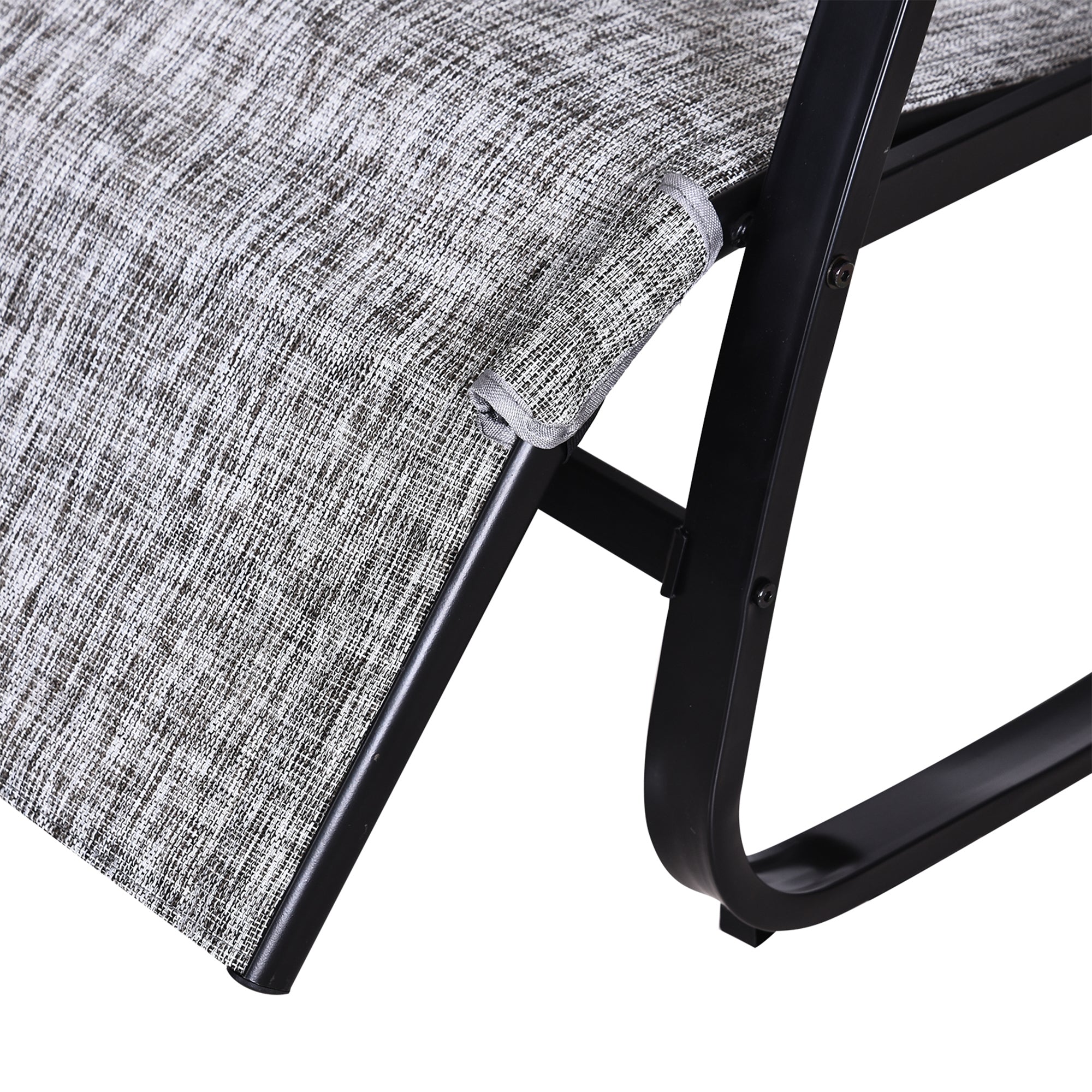 Rocking Chair with Adjustable Backrest and Footrest, Rocking Lounger with Headrest, Garden Recliner, Swing Lounger, Texteline, Gray, 64 x 94 x 108 cm
