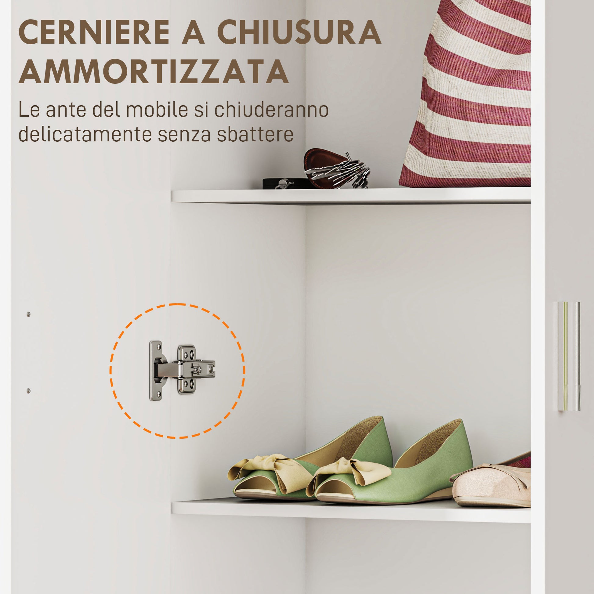 Multi-Purpose Wardrobe with Swing Doors, 5 Shelves, and 3 Adjustable Levels, Chipboard Wooden Credenza for Shoes, Entryway, Bedroom, and Bathroom, 60x31.5x165 cm, White