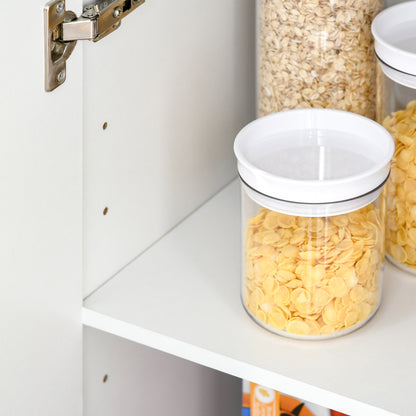 Tall 2-Door Auxiliar Storage Cabinet with 5 Shelves and Adjustable Shelves Modern for Living Room Bedroom Kitchen 59x31x155 cm White