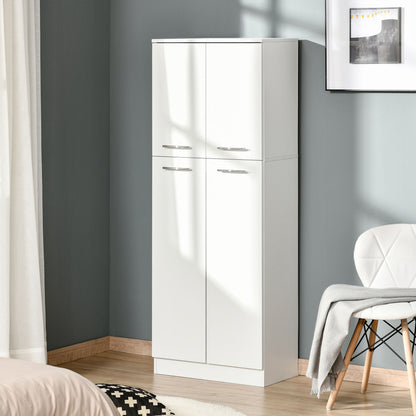 Tall 2-Door Auxiliar Storage Cabinet with 5 Shelves and Adjustable Shelves Modern for Living Room Bedroom Kitchen 59x31x155 cm White