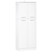 Tall 2-Door Auxiliar Storage Cabinet with 5 Shelves and Adjustable Shelves Modern for Living Room Bedroom Kitchen 59x31x155 cm White