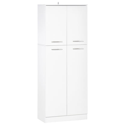 Tall 2-Door Auxiliar Storage Cabinet with 5 Shelves and Adjustable Shelves Modern for Living Room Bedroom Kitchen 59x31x155 cm White