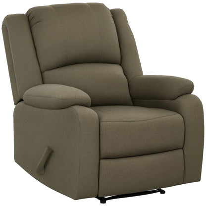 Manual Recliner Armchair with Lie Function, Linen Look, TV Chair with Side Handle, Footrest, Up to 150 kg Load Capacity, for Living Room, Brown