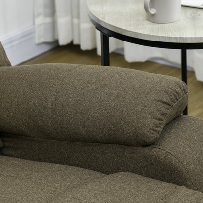 Manual Recliner Armchair with Lie Function, Linen Look, TV Chair with Side Handle, Footrest, Up to 150 kg Load Capacity, for Living Room, Brown