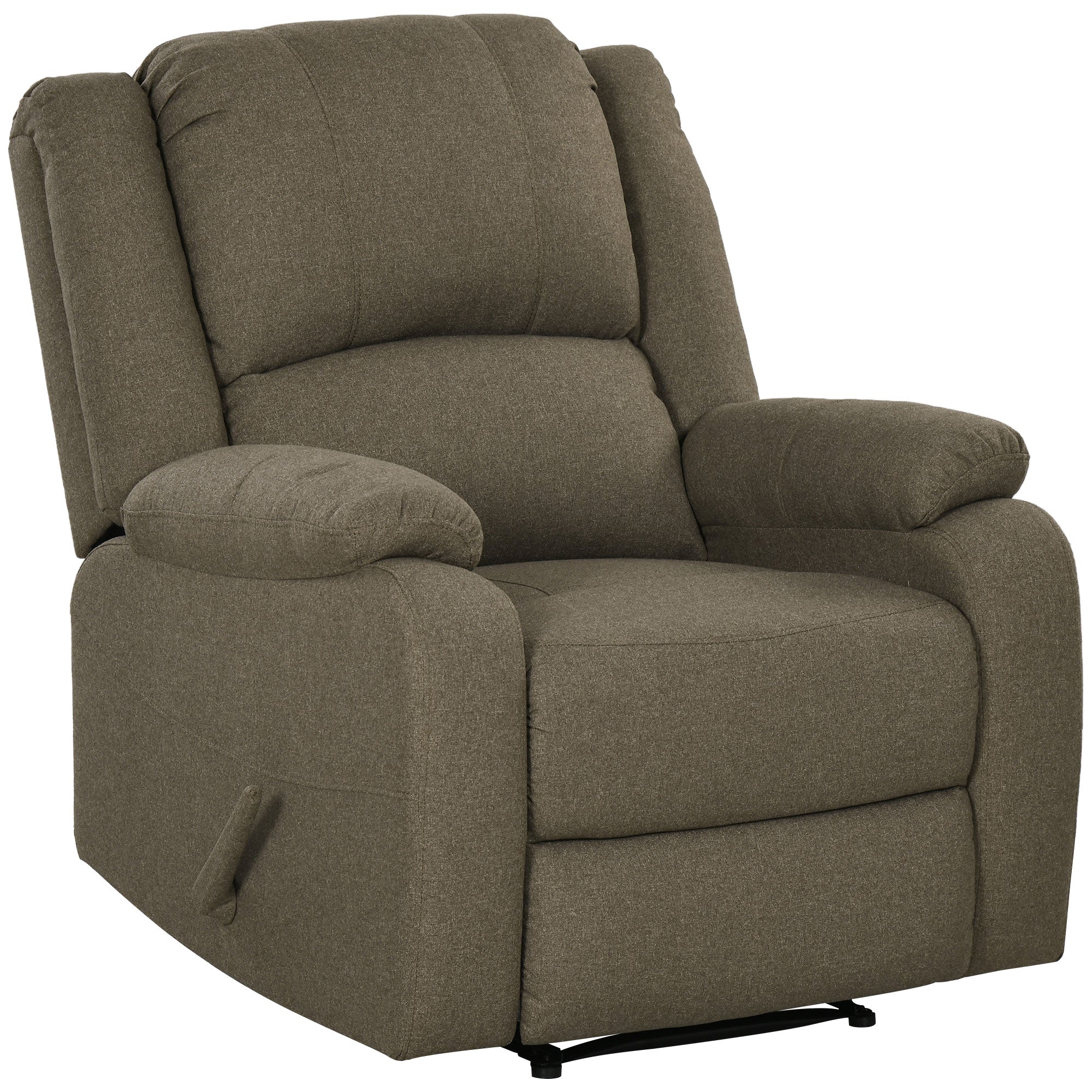 Manual Recliner Armchair with Lie Function, Linen Look, TV Chair with Side Handle, Footrest, Up to 150 kg Load Capacity, for Living Room, Brown