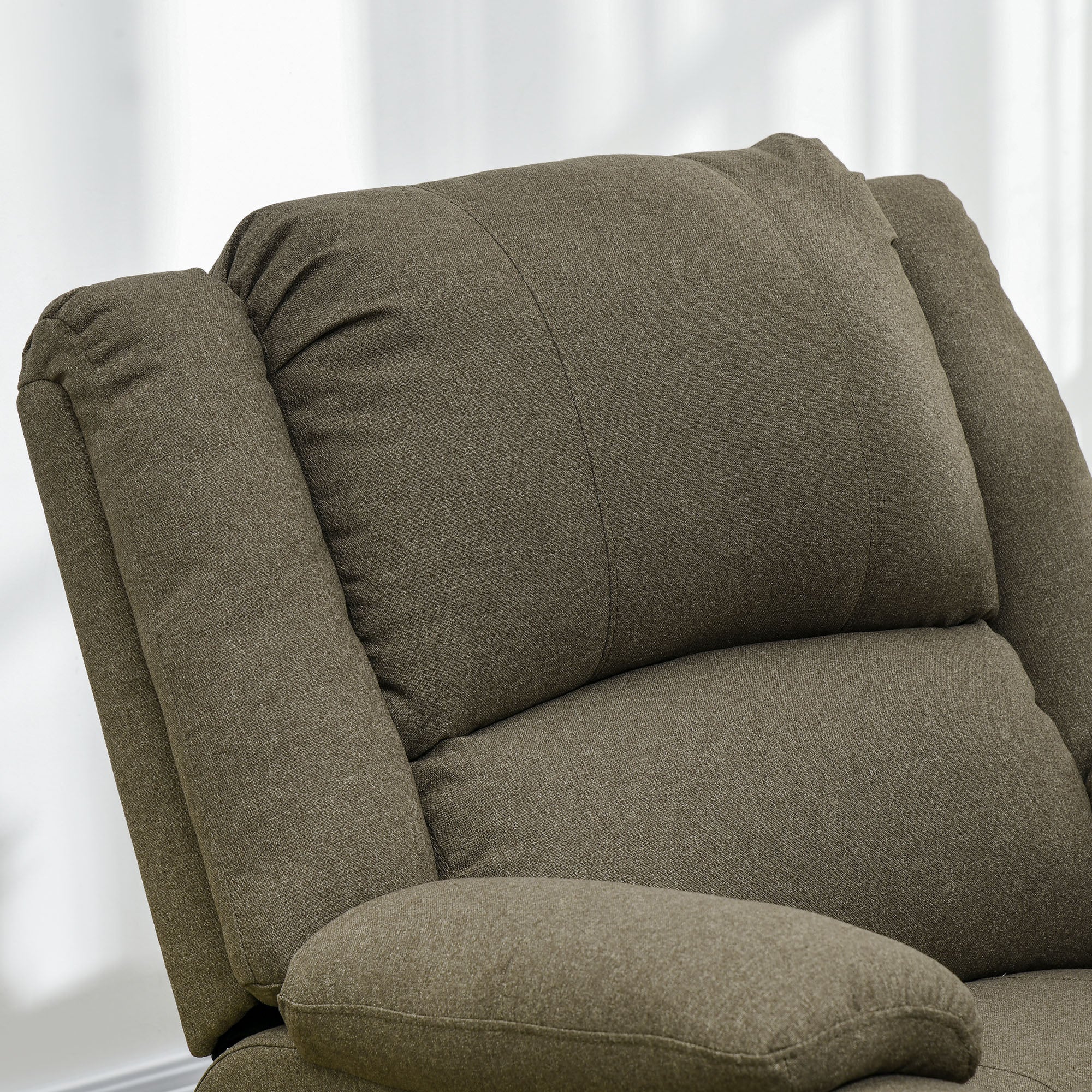 Manual Recliner Armchair with Lie Function, Linen Look, TV Chair with Side Handle, Footrest, Up to 150 kg Load Capacity, for Living Room, Brown