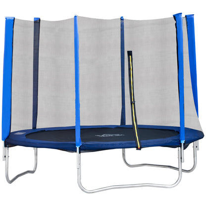 Elastic Trampoline for Children and Adults with Safety Net Padded Poles, Garden Trampoline, 244x244x205, Blue and Black