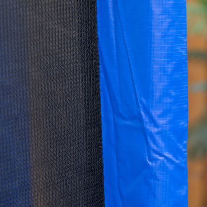 Elastic Trampoline for Children and Adults with Safety Net Padded Poles, Garden Trampoline, 244x244x205, Blue and Black