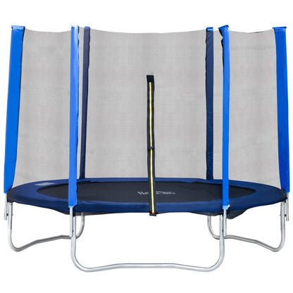 Elastic Trampoline for Children and Adults with Safety Net Padded Poles, Garden Trampoline, 244x244x205, Blue and Black