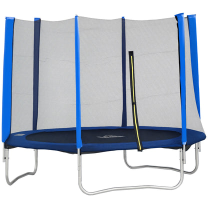 Elastic Trampoline for Children and Adults with Safety Net Padded Poles, Garden Trampoline, 244x244x205, Blue and Black