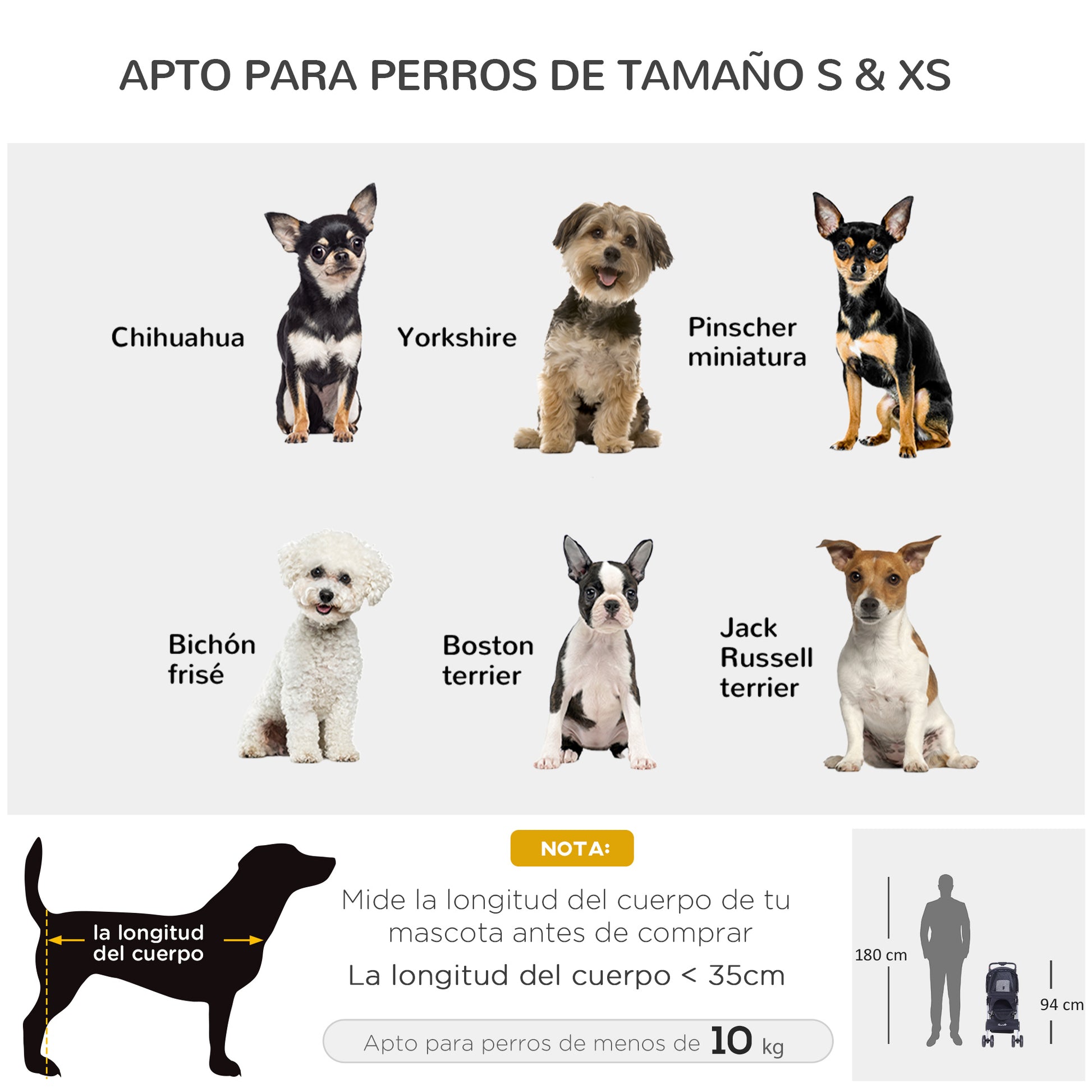 Folding Pet Stroller Pet Carrier for Small Dogs with Adjustable Canopy Storage Basket 2 Universal Wheels Load 15 kg 75x46x94 cm Black